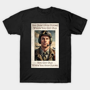 Never Too Old To Fly - Large Poster T-Shirt